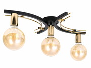 Lampa sufitowa do salonu 3 Tobi czarna biała ze złotem + żarówki Led Globe ROMIR