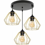 Lampa sufitowa wisząca Kali Gold 1203kz, czarna ze złotymi abażurami ROMIR