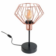 Lampa stołowa stylowa czarna z miedzianym abażurem 1 Kali 1416KM LOFT LED ROMIR