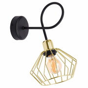 Lampa ścienna stylowa czarna ze złotymi abażurem 1 Kali 1417KZ LOFT LED ROMIR