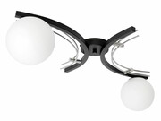 Nowoczesna lampa sufitowa 2-płomienna – kula mleczna – czarny z chromowanym wykończeniem – do salonu, sypialni, korytarza – produkcja Polska ROMIR