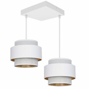 Lampa sufitowa 2 biała Carmen 7298 abażury białe ze złotem ROMIR