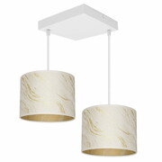 Lampa sufitowa Lava Lux 2-punktowa żyrandol biało-złoty kwadratowa podstawa ROMIR