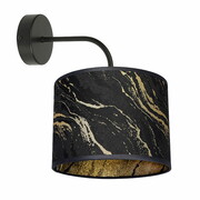 Kinkiet Lava Lux czarno-złoty | Lampa ścienna z abażurem | Polski design do salonu, sypialni, korytarza ROMIR