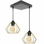 Lampa sufitowa wisząca biała, czarna Kali Gold 1302kz, czarna ze złotymi abażurami ROMIR