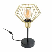 Lampa stołowa stylowa czarna ze złotym abażurem 1 Kali 1416KZ LOFT LED ROMIR