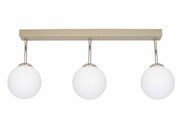 Lampa sufitowa listwa 3-punktowa kula – beżowa | Nowoczesny plafon z kloszami szklanymi – oświetlenie do salonu, kuchni, jadalni ROMIR