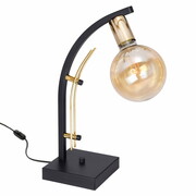 Lampa stołowa do salonu 1 Tobi czarna, biała ze złotem + żarówka Led Globe ROMIR