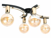 Lampa sufitowa do salonu 4 Tobi czarna, biała ze złotem + żarówki Led Globe ROMIR