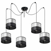 Lampa sufitowa pająk Dora 7050-S abażury czarne ze srebrem ROMIR