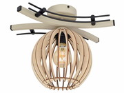 Plafon w stylu skandynawskim 9108 abażur drewniany naturalny, brązowy, czarny ROMIR