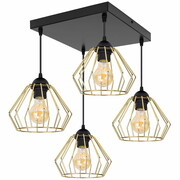 Lampa sufitowa wisząca biała, czarna Kali 1304kz, czarna ze złotymi abażurami ROMIR