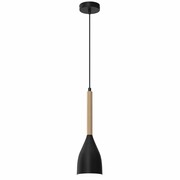 Lampa sufitowa, żyrandol czarny z drewnem Muza 1xE27, 9738-LUM Luminex