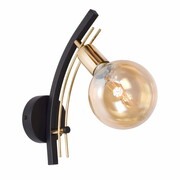 Lampa ścienna do salonu 1 Tobi czarna biała ze złotem + żarówka Led Globe ROMIR