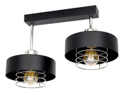 Czarna lampa listwa 2xE27 metalowa | Złoto/Srebro | Lampa sufitowa do sypialni i salonu | Polska produkcja ROMIR