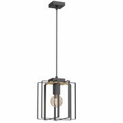 Lampa sufitowa, żyrandol czarny z drewnem Kortez 1xE27, 4453-LUM Luminex