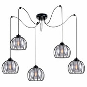Lampa sufitowa pająk Paloma 5 czarny ze srebrnym szkłem 4450-CS ROMIR