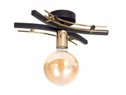 Lampa sufitowa do salonu 1Tobi czarna biała ze złotem + żarówka Led Globe ROMIR