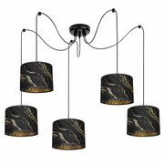 Lampa wisząca Lava Lux 5 – czarno-złoty pająk z abażurami | Designerski żyrandol do salonu, sypialni i wnętrz komercyjnych ROMIR