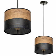 Lampa sufitowa Dora 6051/2 abażur czarny ze wzorem drewna ROMIR