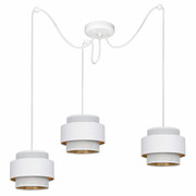 Lampa pająk 3 biały Carmen 7293 abażury białe ze złotem ROMIR