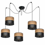 Lampa sufitowa pająk Dora 6050 abażury czarne z wzorem drewna ROMIR
