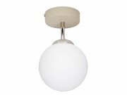 Lampa sufitowa 1-punktowa kula – 3 wysokości | Okrągła beżowa podstawa | Nowoczesny plafon z mlecznym kloszem ROMIR