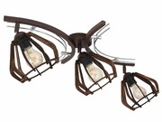 Lampa sufitowa Verona 3xE27 – styl loftowy, drewniane klosze, chromowane detale ROMIR
