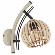 Kinkiet w stylu skandynawskim 9107 z regulacją abażur drewniany naturalny, brązowy, czarny ROMIR