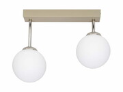 Lampa sufitowa listwa 2-punktowa kula – beżowa | Nowoczesny plafon z kloszami szklanymi – oświetlenie do salonu, kuchni, jadalni ROMIR