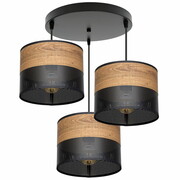 Lampa sufitowa Dora 6056 abażury czarne ze wzorem drewna ROMIR