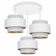 Lampa sufitowa 3 biała Carmen 7296 abażury białe ze złotem ROMIR