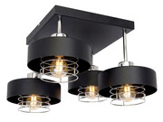 Lampa Sufitowa Loft Czarna ze srebrem/złotem Maya 4-Punktowa z Drucianym Kloszem ROMIR