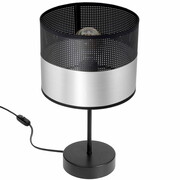 Lampa stołowa, nocna Dora 1 abażur 7060-S abażur czarny ze srebrem ROMIR