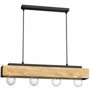 Lampa sufitowa, żyrandol czarny z drewnem Miluza 4xE27, 1637-LUM Luminex