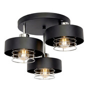 Lampa Sufitowa Loft Czarna ze złotem/srebrem Maya 3-Punktowa Okrągła z Drucianym Kloszem ROMIR