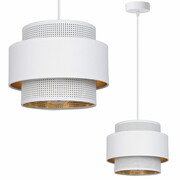 Lampa sufitowa biała Carmen 7291/2 abażur biały ze złotem ROMIR