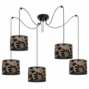 Lampa sufitowa pająk Zaya 1750 abażury czarny zamsz, na lnie ROMIR