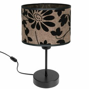 Lampa stołowa, nocna Zaya 1 abażur czarny zamsz, na lnie 1760 ROMIR