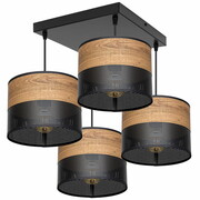 Lampa sufitowa Dora 6054 abażury czarne z wzorem drewna ROMIR