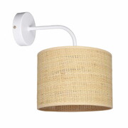 Kinkiet biały BALI 1 – lampa ścienna z rattanowym abażurem 7429-B ROMIR