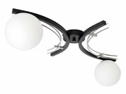 Nowoczesna lampa sufitowa 2-płomienna – kula mleczna – czarny z chromowanym wykończeniem – do salonu, sypialni, korytarza – produkcja Polska ROMIR