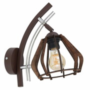 Kinkiet Verona 1xE27 – lampa ścienna z drewnianym kloszem i regulacją ROMIR