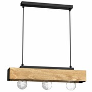 Lampa sufitowa, żyrandol czarny z drewnem Miluza 3xE27, 1636-LUM Luminex
