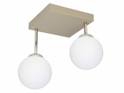 Lampa sufitowa plafon 2-punktowy klosz kula – beżowa | Nowoczesny plafon z kloszami szklanymi – oświetlenie do salonu, kuchni, jadalni ROMIR