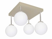 Lampa sufitowa kula 4-punktowa beżowa – szklane klosze | Plafon do sypialni, salonu, kuchni – polska produkcja ROMIR