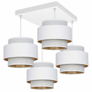 Lampa sufitowa 4 biała Carmen 7294 abażury białe ze złotem ROMIR