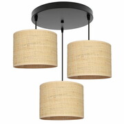 Żyrandol ROMIR BALI 3 – lampa wisząca, rattanowe abażury, czarna ROMIR