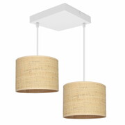 Żyrandol BALI 2 – lampa sufitowa biała z rattanowymi abażurami 7428-B ROMIR