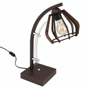 Lampka nocna Verona 1xE27 – lampa stołowa z drewnianym kloszem ROMIR